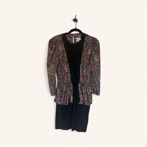 Vintage 1980's CB New York Women's Floral Peplum Dress - S    **See notes